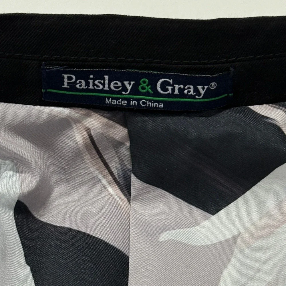 Paisley & Gray Mens Slim Fit Blazer Black Floral Lining 2-Button Jacket 48R NWT